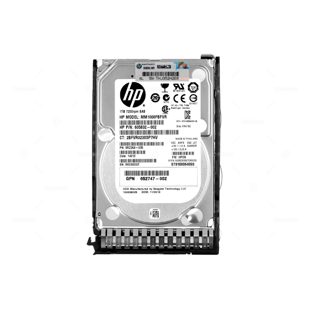653954-001 HP HDD 1TB 7.2K SAS 6G 2.5" SFF HOT-SWAP