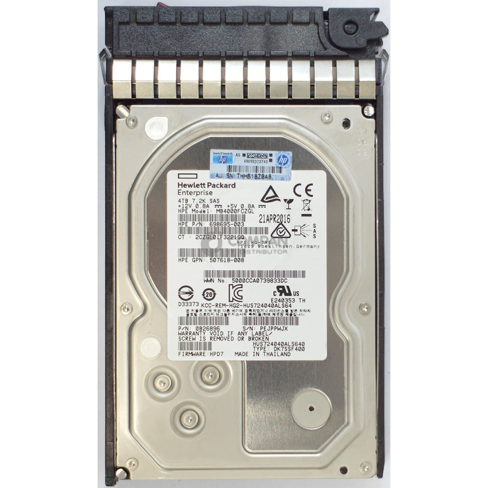 693721-001 HP HDD 4TB 7.2K SAS 6G 3.5" LFF DP HOT-SWAP FOR HP PROLIANT