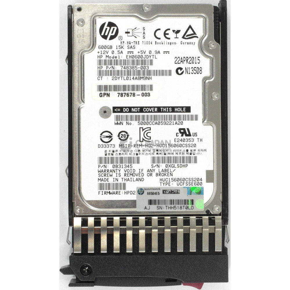 787642-001 HP HDD 600GB 15K SAS 12G 2.5" SFF HOT-SWAP