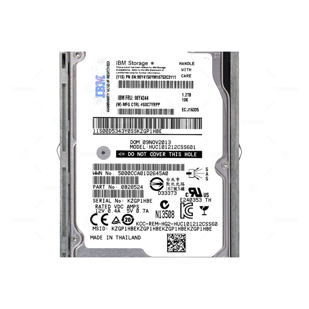 98Y4344 IBM HDD 1.2TB 10K SAS 6G 2.5" SFF HOT-SWAP