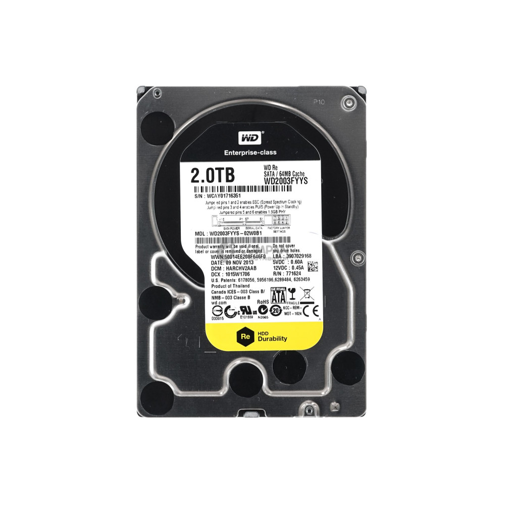 WD2003FYYS WD HDD 2TB 7.2K SATA 6G 3.5" LFF