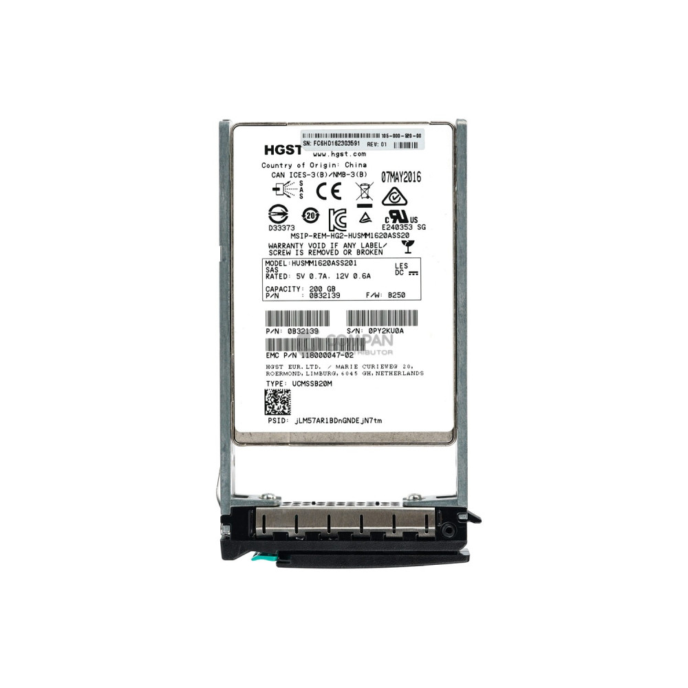 105-000-520-00 EMC 200GB  FLASH12G SAS 2.5 SFF SSD