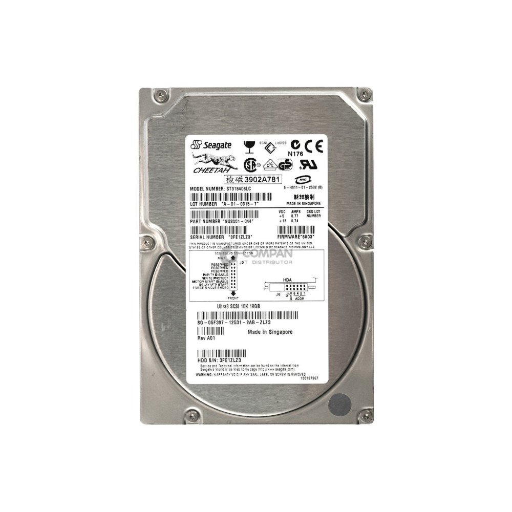 5F397 DELL HARD DRIVE 18.2GB 10K 3.5 80-PIN