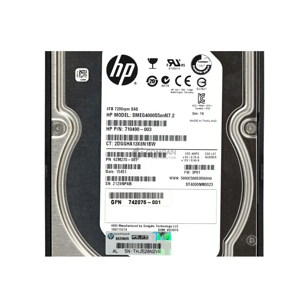 750795-001 HP HDD 4TB 7.2K SAS 6G 3.5" SFF