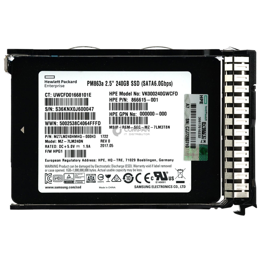 868924-001 HP SSD 240GB SATA 6G 2.5" SFF