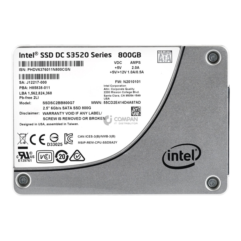 SSDSC2BB800G7 INTEL SSD 800GB SATA 6G 2.5" SFF