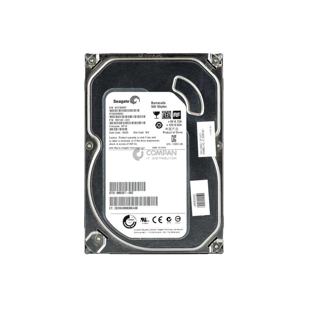 613208-001 HP HDD 500GB 7.2K SATA 6G 3.5" LFF
