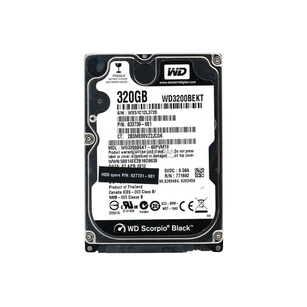 627731-001 HP HARD DRIVE 320GB 7.2K 3G 2.5 SFF SATA