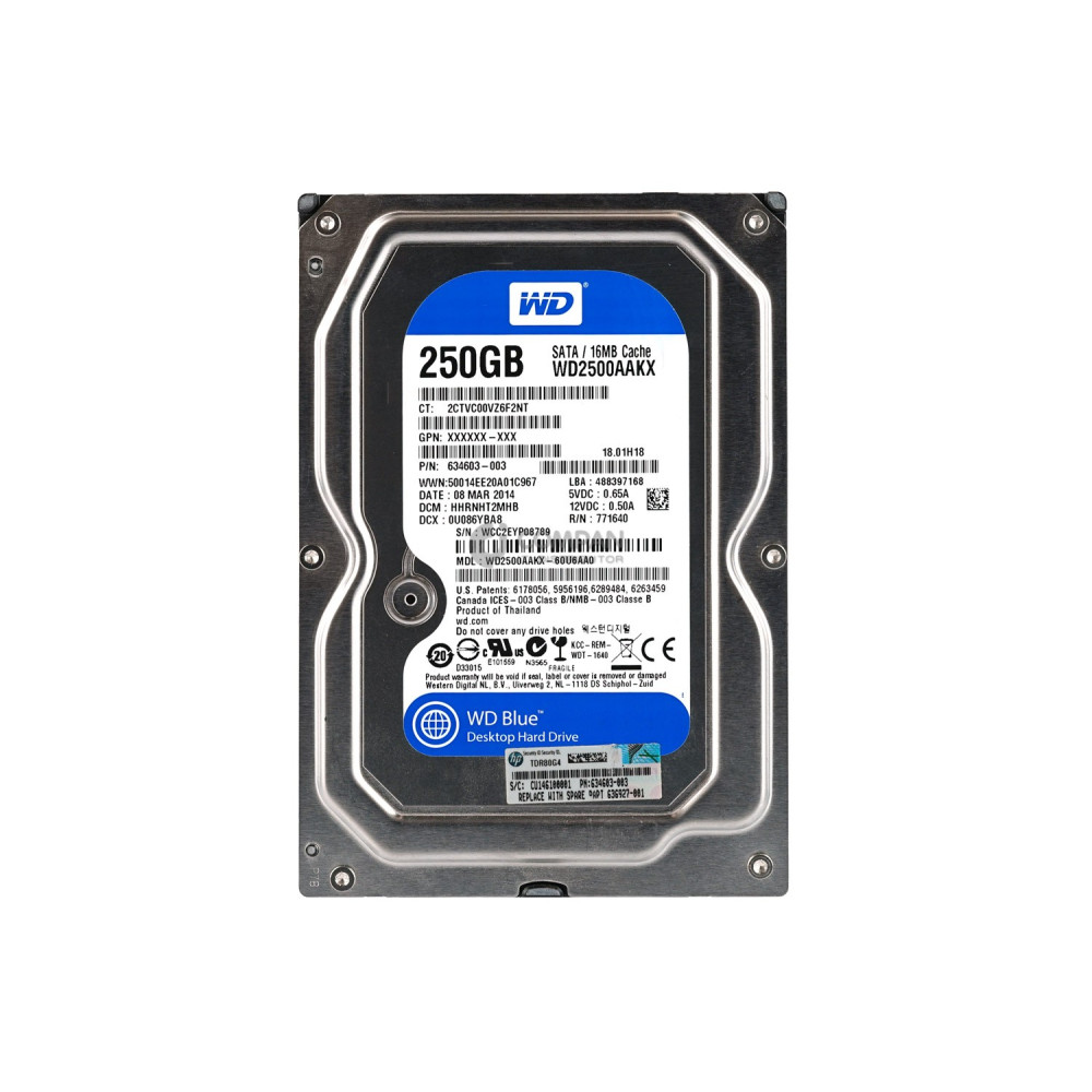 636927-001 HP HDD 250GB 7.2K SATA 6G 3.5" LFF