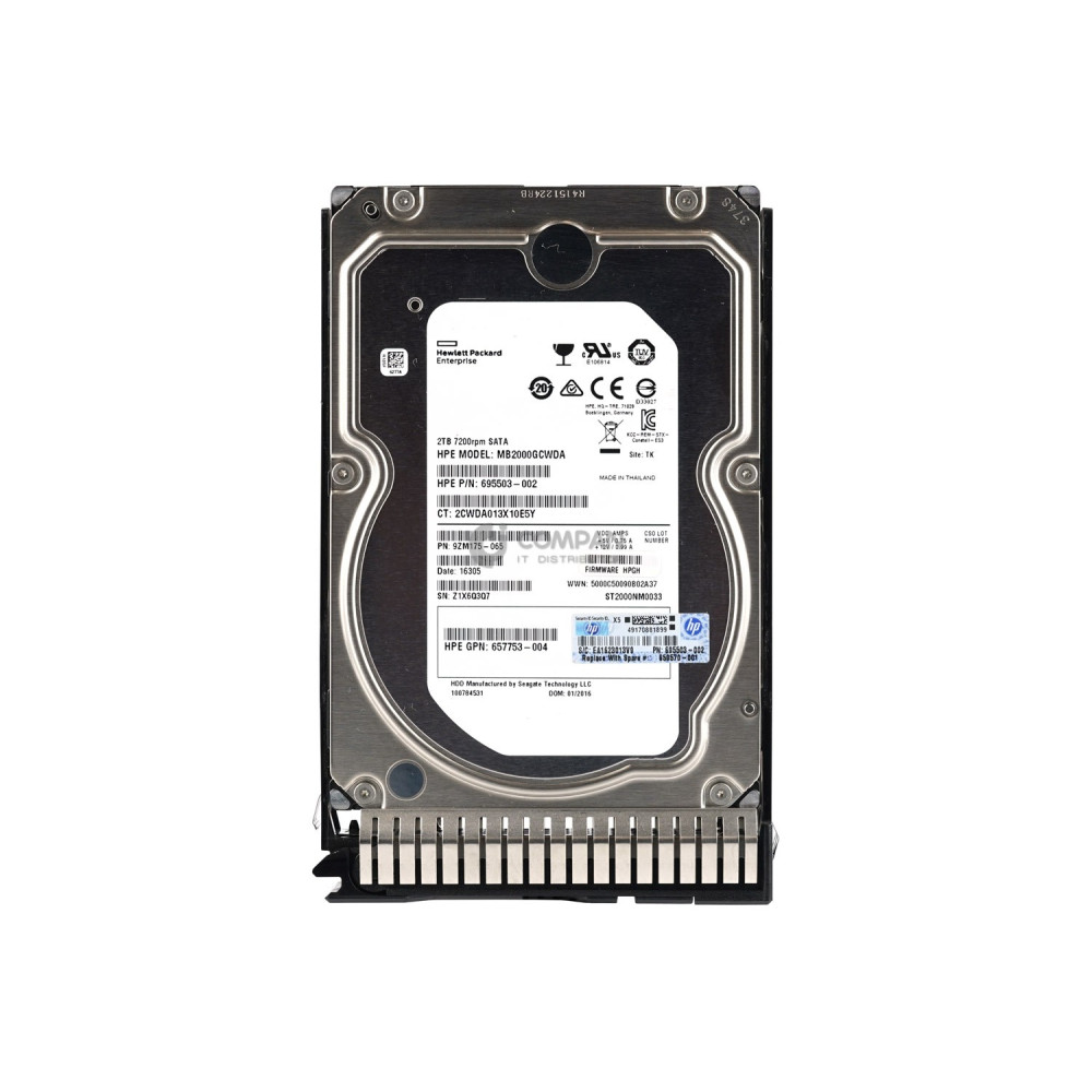 659570-001 HP HARD DRIVE 2TB 7.2K 6G 3.5 LFF SATA NON-HOT PLUG
