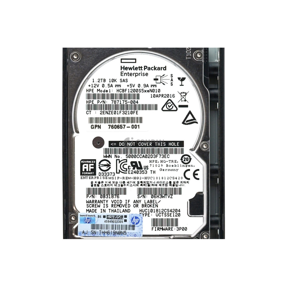 802274-001 HPE HDD 1.2TB 10K SAS 12G 2.5" SFF HOT-SWAP 3PAR STORESERV