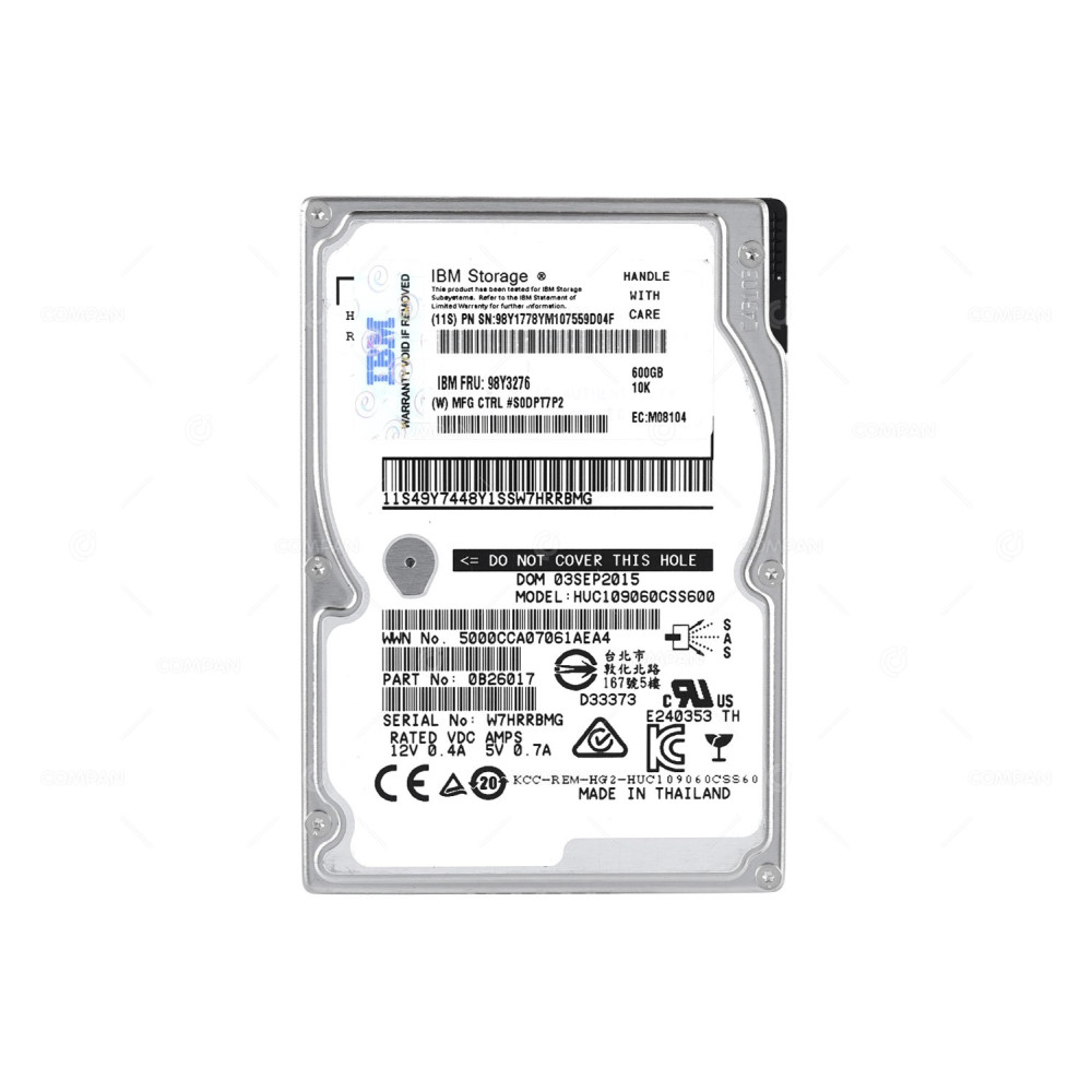 98Y3276 IBM HDD 600GB  10K  SAS 6G  2.5" SFF