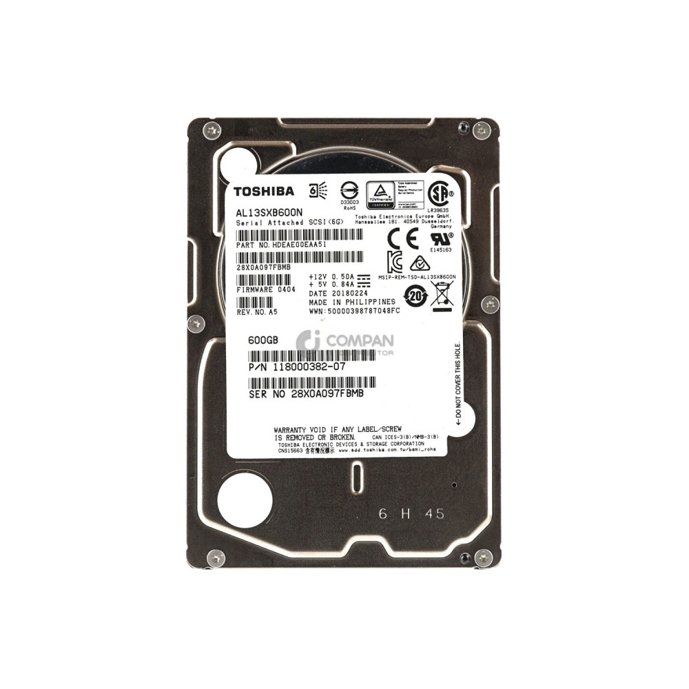 118000382-07 EMC HARD DRIVE  600GB 15K 6G SAS 2.5" SFF HOT-SWAP