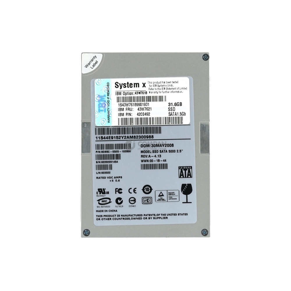 43W7621 IBM SSD 31.4GB SATA 1.5G 2.5" SFF