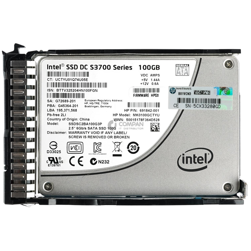 692164-001 HP SSD 100GB SATA 6G 2.5" SFF HOT-SWAP