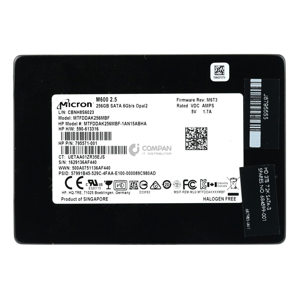 747214-001 HP SSD 256GB SATA 6G 2.5" SFF