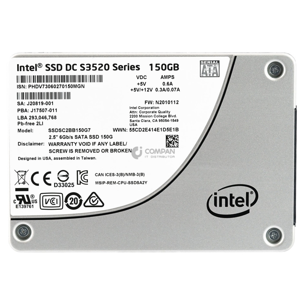 SSDSC2BB150G7 INTEL SSD 150GB SATA 6G 2.5" SFF