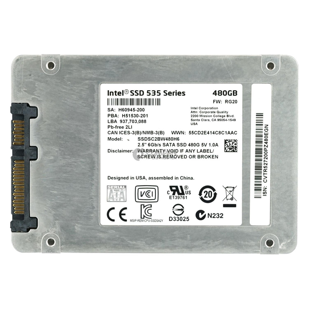 SSDSC2BW480H6 INTEL 480GB 6G SATA 535 SERIES 2.5 SFF SSD H60945-220, H51530-201