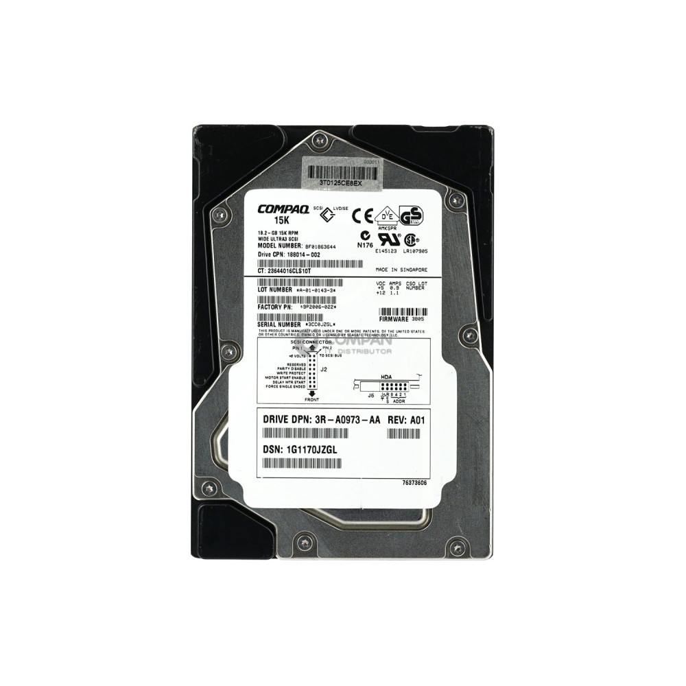 188014-002 HP 18.2GB 15K U3 SCSI 3.5 LFF HOT-SWAP