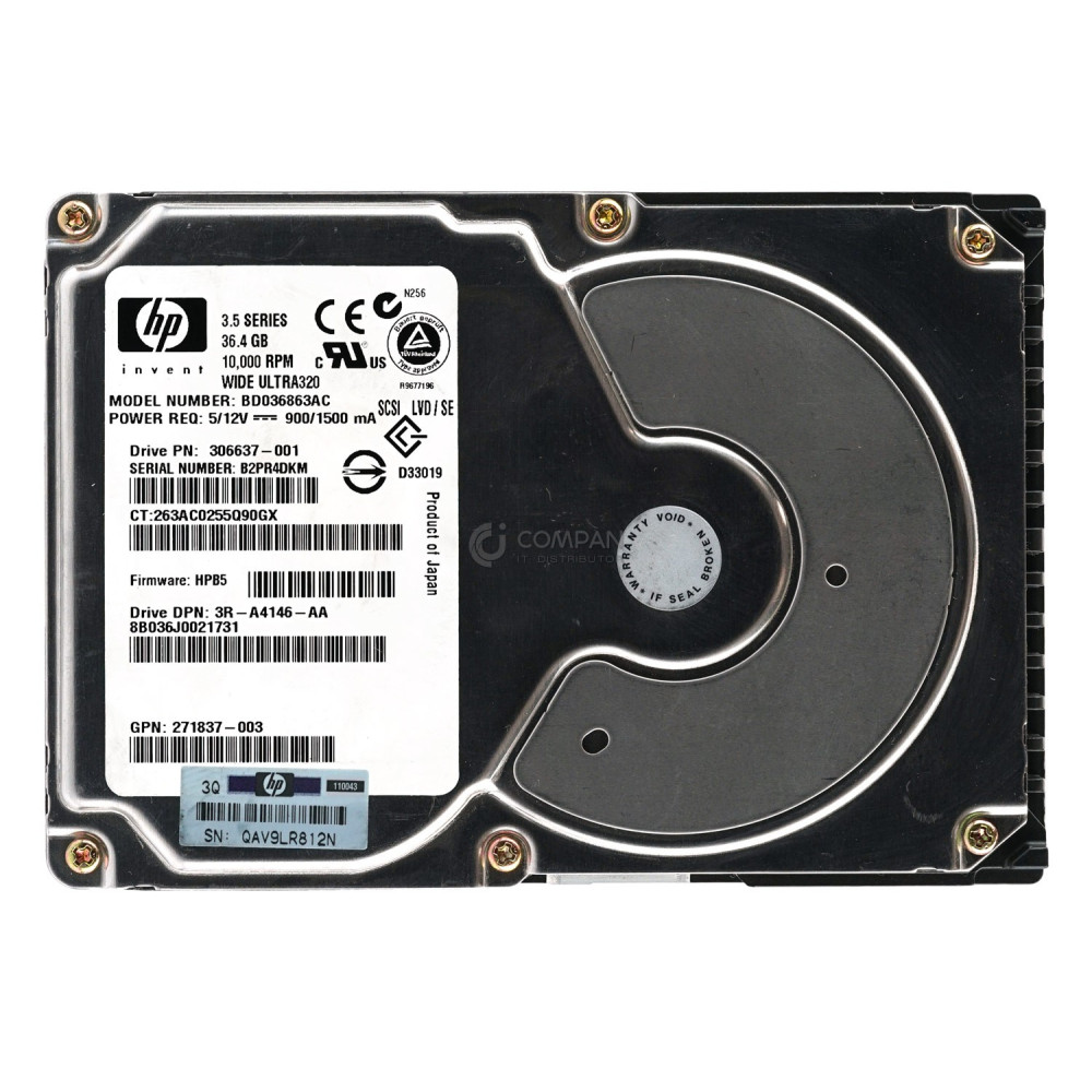 306637-001 HP HDD 36.4GB 10K U320 SCSI 3.5" LFF HOT-SWAP