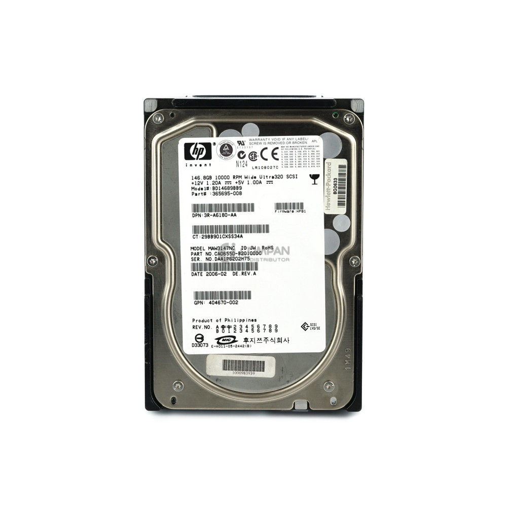 365695-008 HP 146.8GB 10K U320 SCSI 3.5 LFF BD14689BB9, MAW3147NC