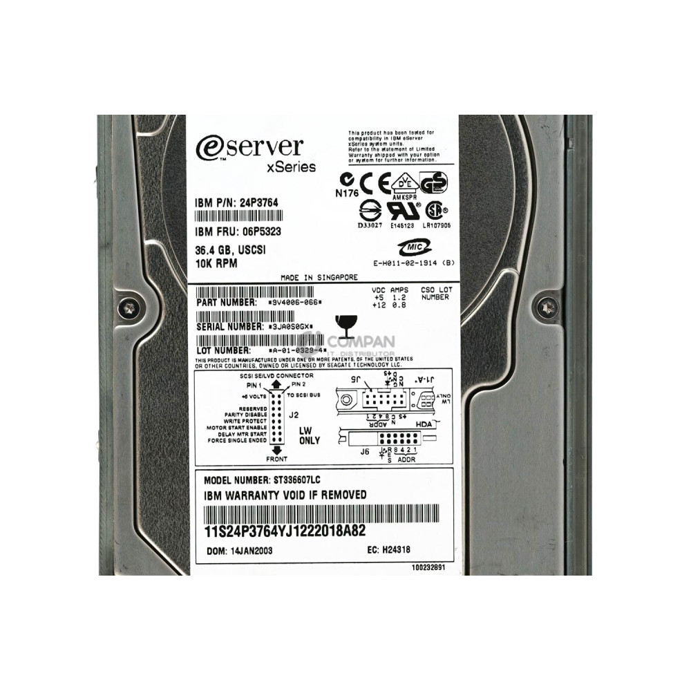 06P5323 IBM HDD 36.4GB  10K  USCSI  3.5" LFF