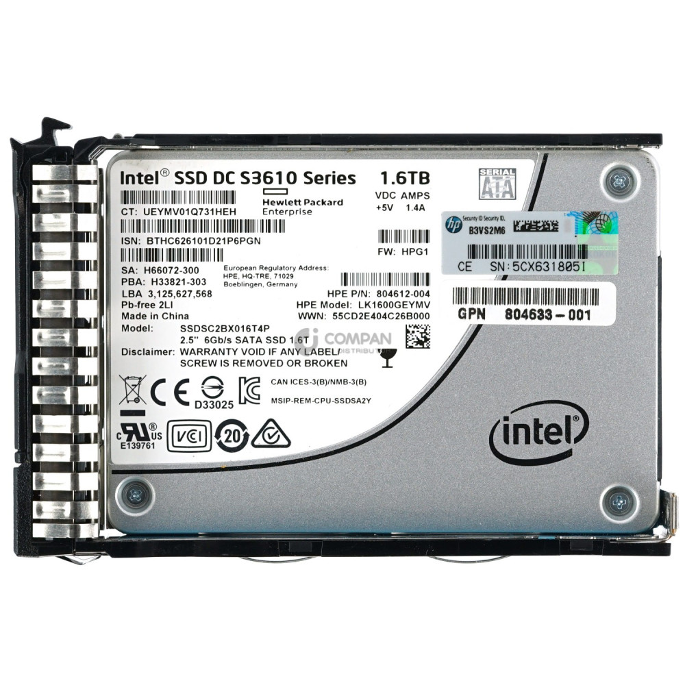 805383-001  HP SSD 1.6TB SATA 6G MU 2.5" SFF FOR HP PROLIANT