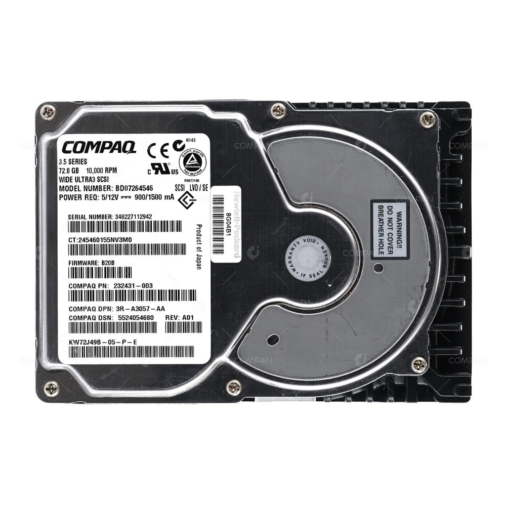 232431-003 HP COMPAQ 72.8 GB 10K U160 SCSI 3.5LFF