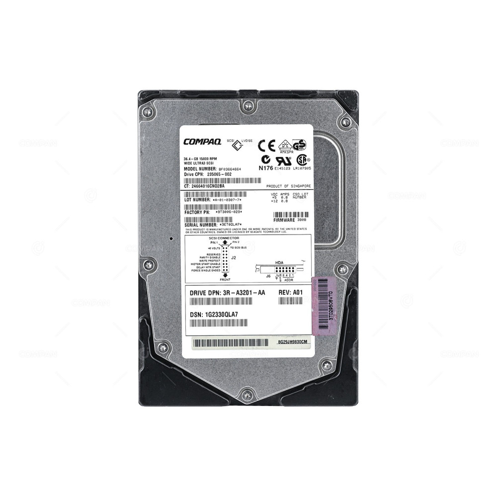 235065-002 HP COMPAQ 36.4GB 15K U160 SCSI 3.5 LFF 232916-B22, BF03664664