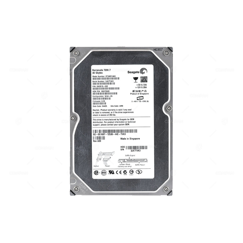 G1697 DELL HARD DRIVE 40 GB  7.2K 3.5 LFF SATA 0G1697