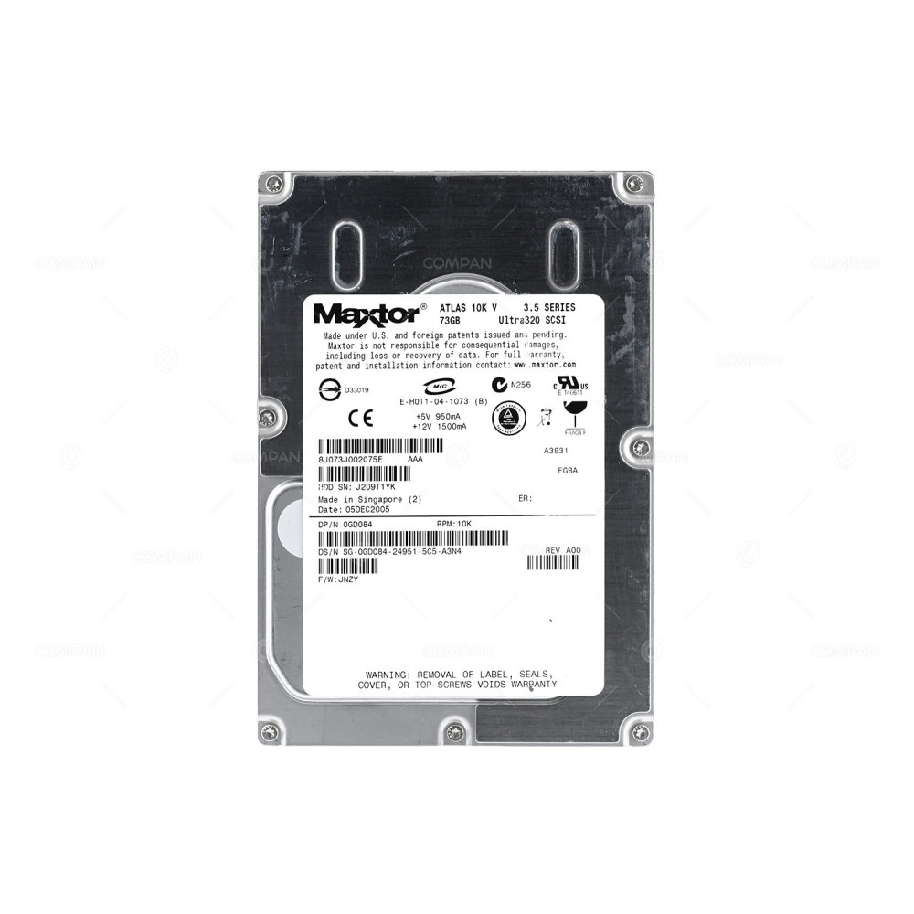 GD084 DELL 73GB 10K U320 SCSI 3.5 LFF 0GD084