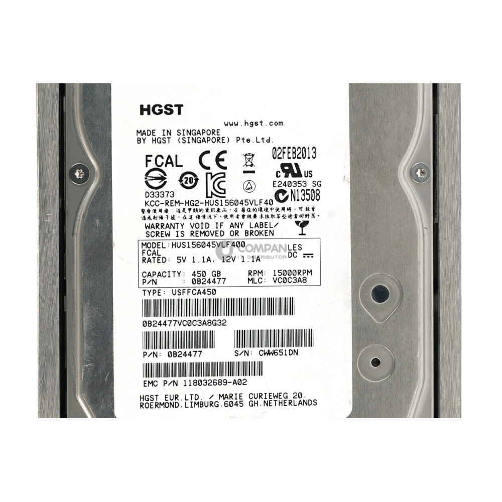 005049032 EMC HDD 450GB 15K FATA 2/4G 3.5" LFF