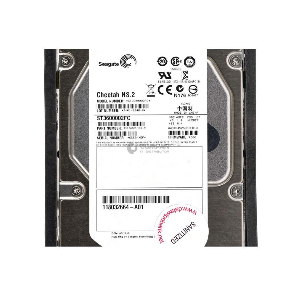 005049166 EMC HARD DRIVE 600GB 10K 2/4GB 520BPS 3.5 LFF 118032664-A01, ST3600002FC