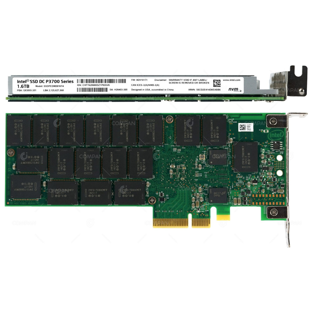 SSDPEDMD016T4 LP INTEL 1.6TB PCIE 3.0X4  DC P3700 SERIES HALF HEIGHT HALF LENGHT NVME MLC SOLID STATE DRIVE SSD LOW PROFILE G83095-301, H26403-305, 8DV10171