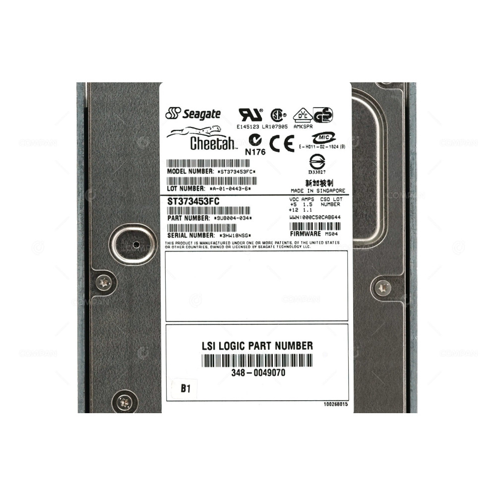 348-0049070 LSI LOGIC HARD DRIVE 73GB 15K FC 3.5 LFF ST373453FC
