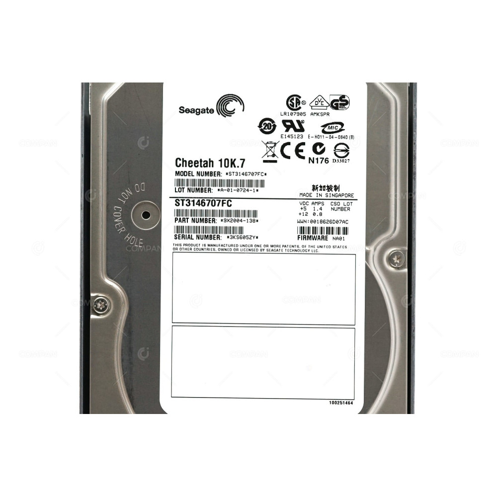 X274B-R5 NETAPP HARD DRIVE 146GB 10K 2G FOR FAS250 FAS270 STORAGESHELF DS14  DS14 MK2 DS14 MK4 FC SP-274B-R5, 108-00082+A0, ST3146707FC