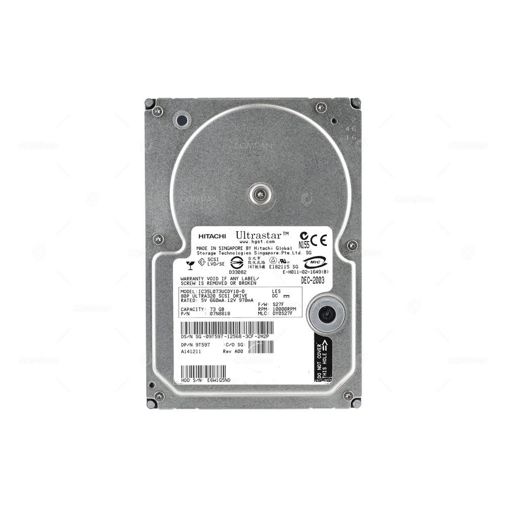 9T597 DELL HARD DRIVE 73GB 10K U320 3.5 SCSI 09T597
