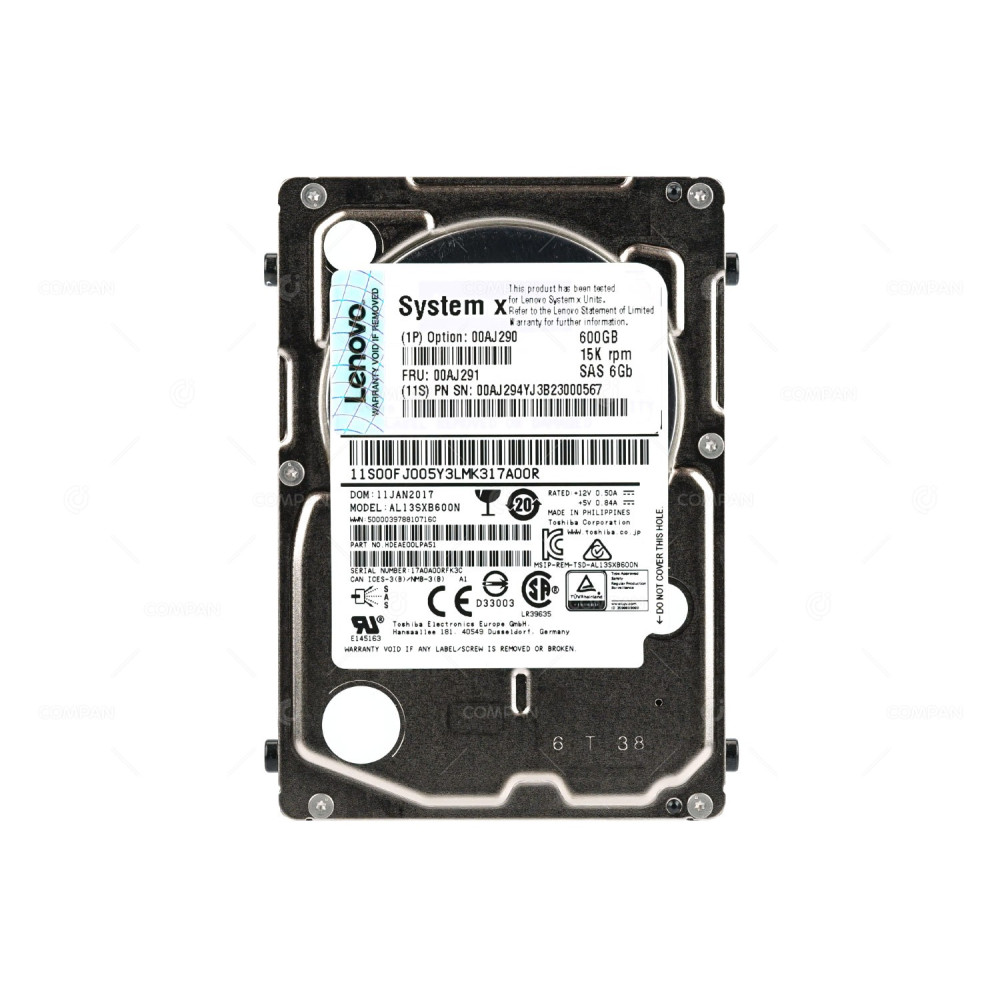 00AJ291 LENOVO HDD 600GB15K SAS 6G 128MB CACHE 2.5" SFF FOR NEXTSCALE