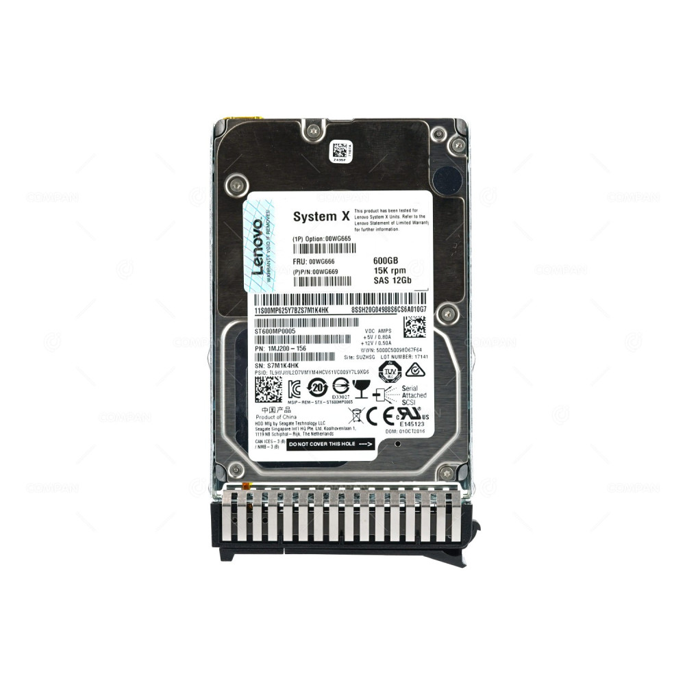 00WG666 LENOVO HDD 600GB 15K SAS 12G 2.5" SFF HOT-SWAP LENOVO X3650 M5