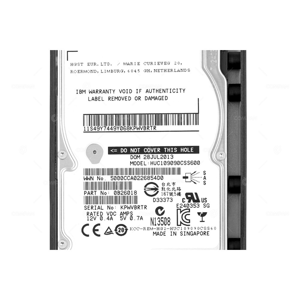 00Y2684 IBM HDD 900GB  10K  SAS 6G  2.5" SFF  HOT-SWAP  FOR IBM STORWIZE V7000