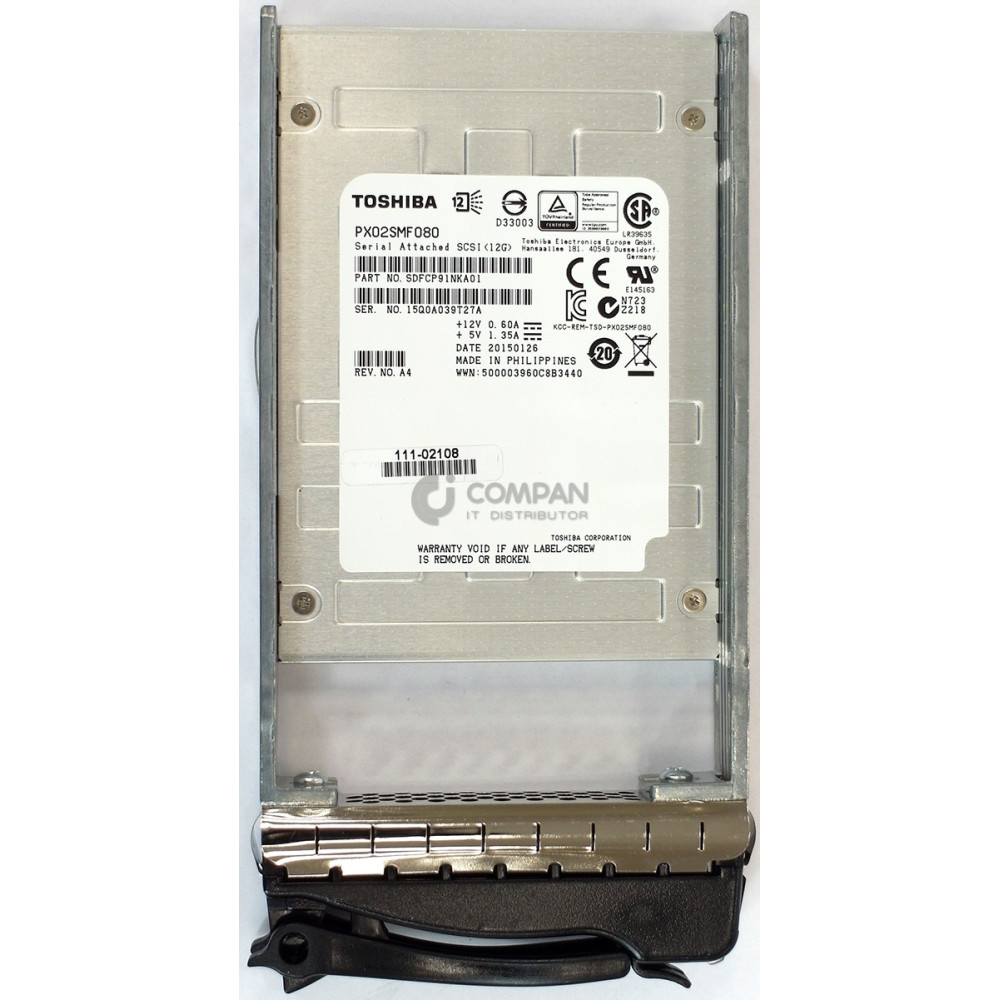 111-02108 NETAPP 800GB SSD 6G SAS 2.5 SFF HOT-SWAP FOR E2700 CLASS 5350 MODEL 0892 PX02SMF080