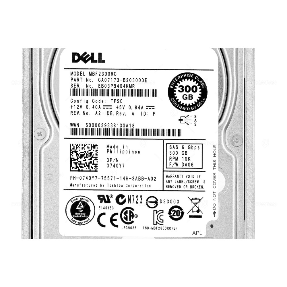 740Y7 DELL HDD 300GB 10K SAS 6G 2.5" SFF HOT-SWAP
