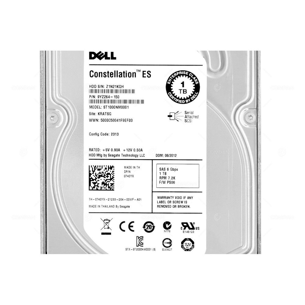 740YX DELL HDD 1TB 7.2K SAS 6G 3.5" LFF HOT-SWAP