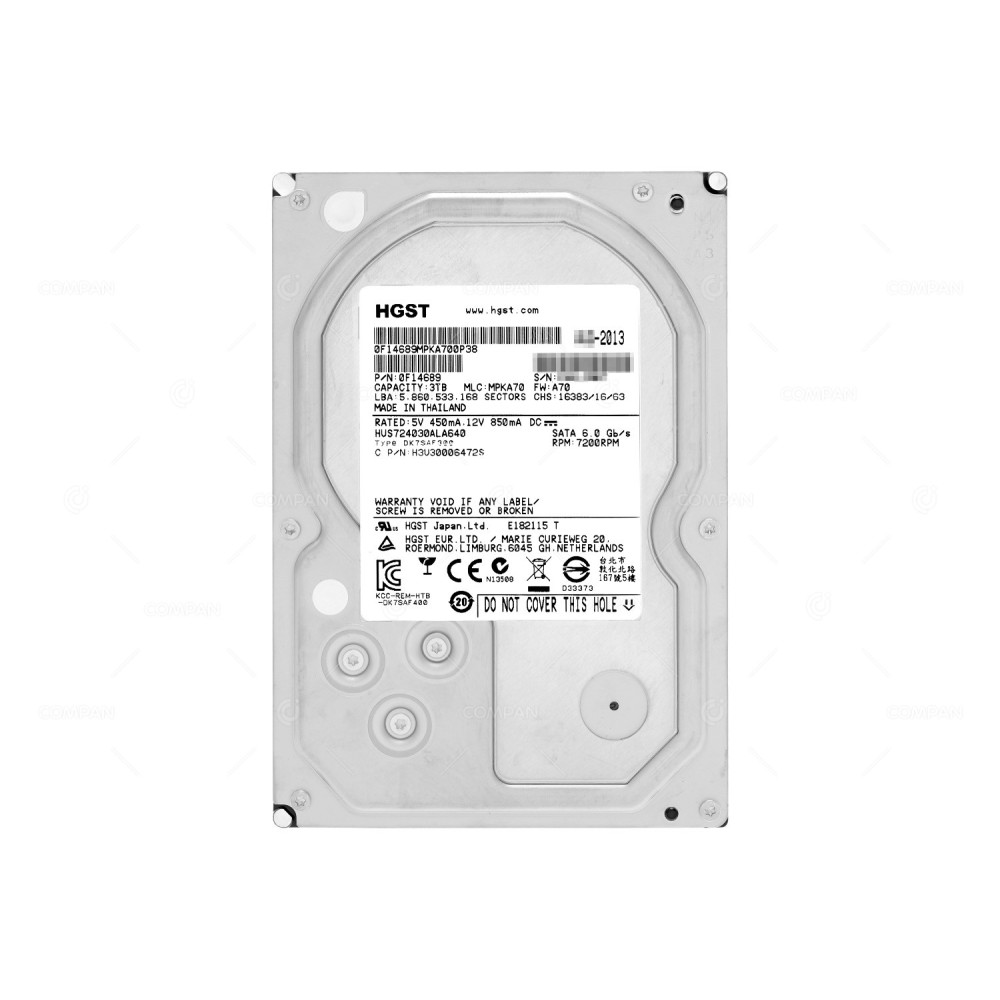 HUS724030ALA640 HITACHI HDD 3TB 7.2K SATA 6G 3.5" LFF