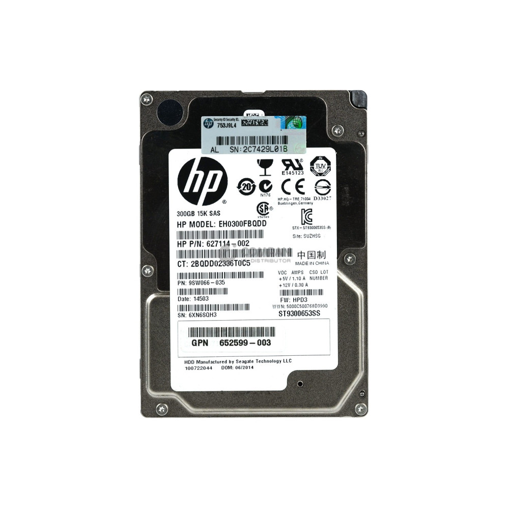 627114-002 HP 300GB 15K 6G 2.5 DP SFF SAS MSA HOT-SWAP 9SW066-035, ST9300653SS