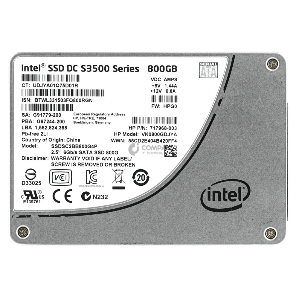 717968-003 HP SSD 800GB SATA 6G 2.5" SFF