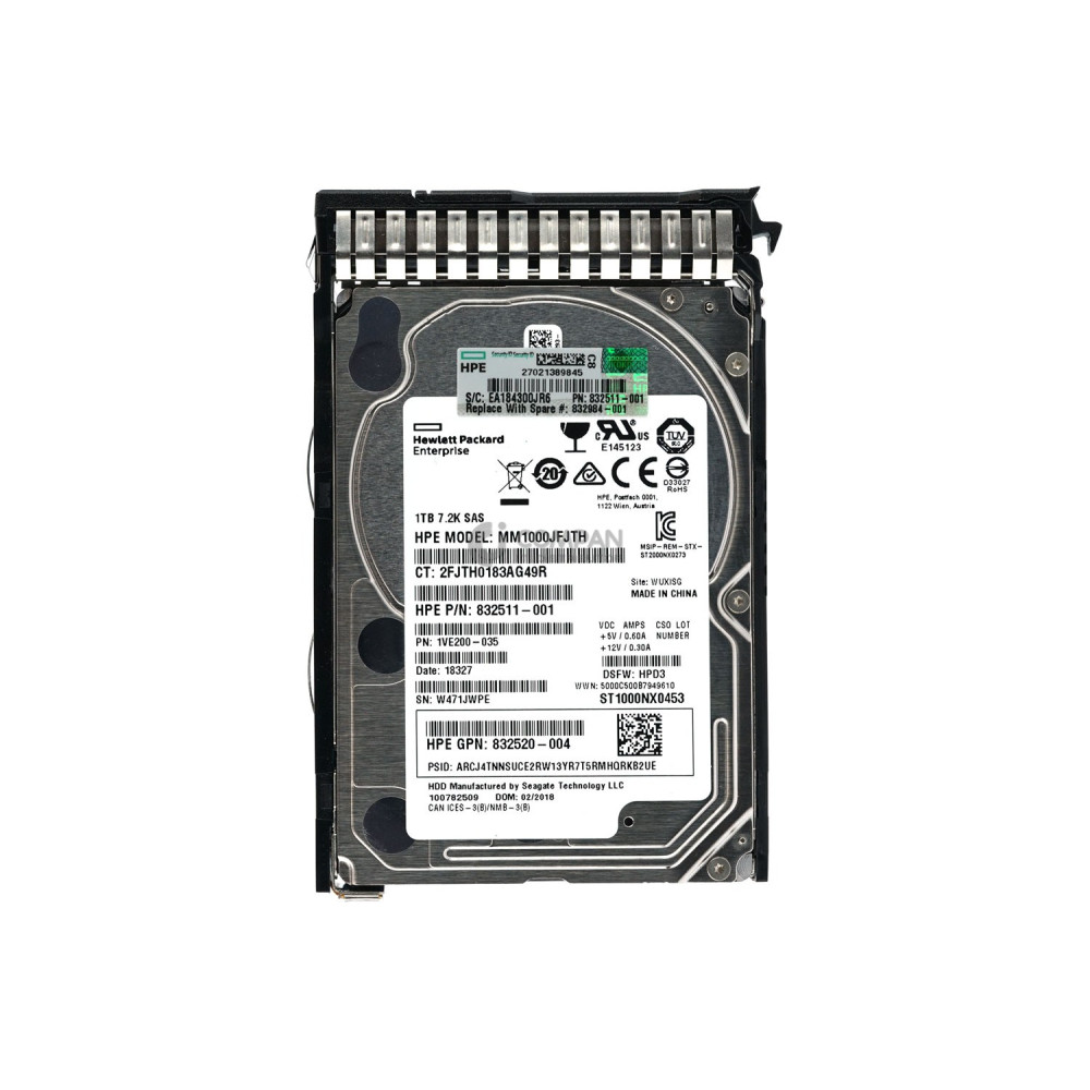 832984-001 HP HDD 1TB 7.2K SAS 12G 2.5" SFF