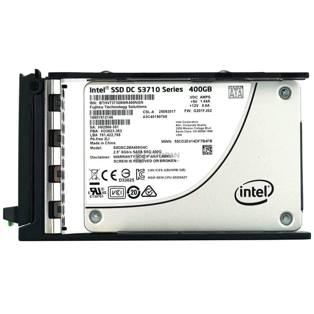 A3C40190765 FUJITSU HARD DRIVE 400GB 6G 2.5 SATA SSD DC S3710 SERIES SSDSC2BA400G4C, 10601912146, H92568-301, S3710