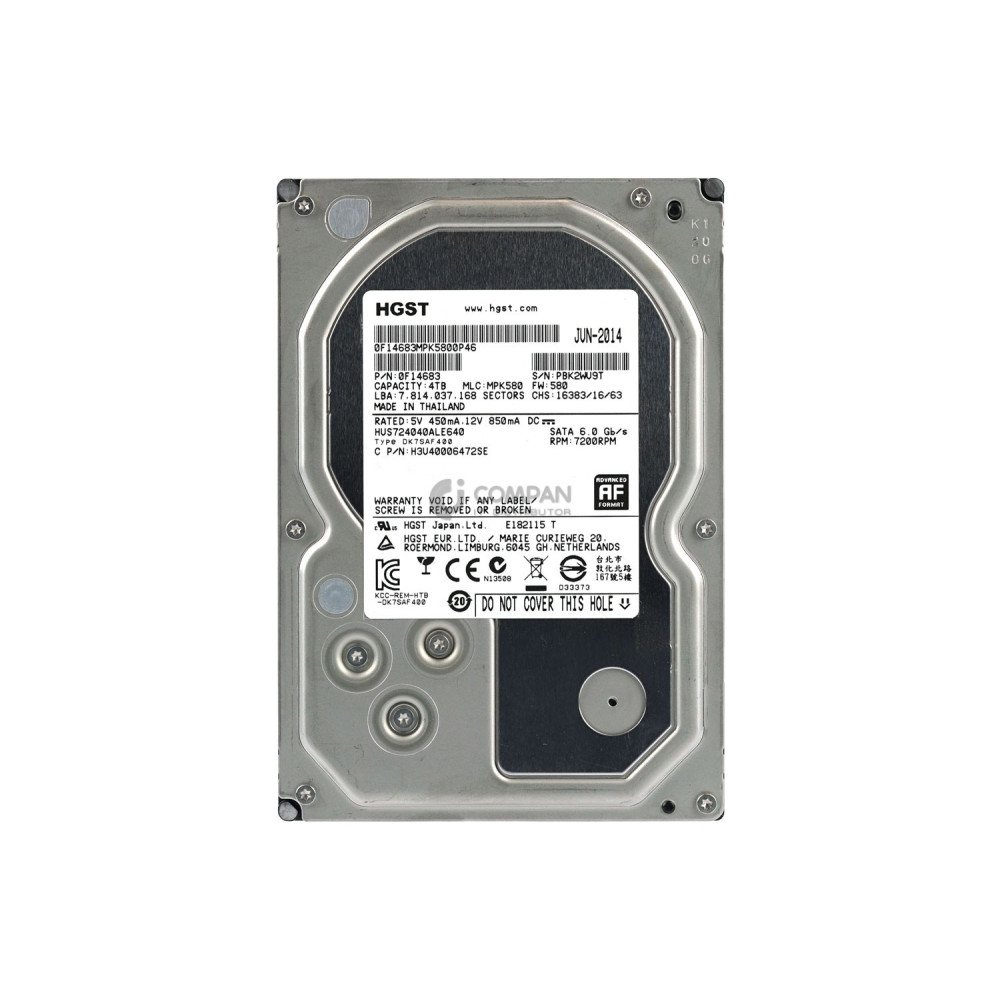 HUS724040ALE640 HITACHI 4TB 7.2K 6G SATA III 3.5 LFF AF HARD DRIVE -