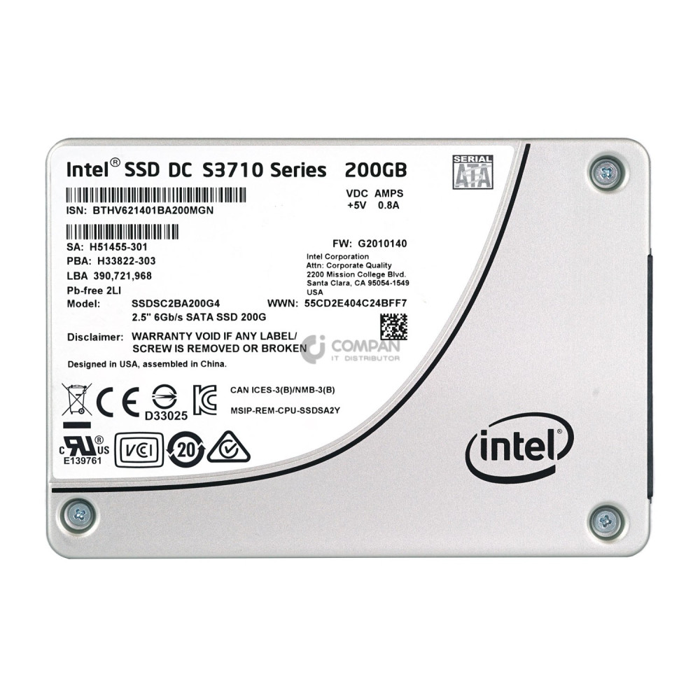 SSDSC2BA200G4 INTEL SSD 2.5" 20GB SATA 6GB/S SSD DC S3710 SERIES H51455-301 H51455-302